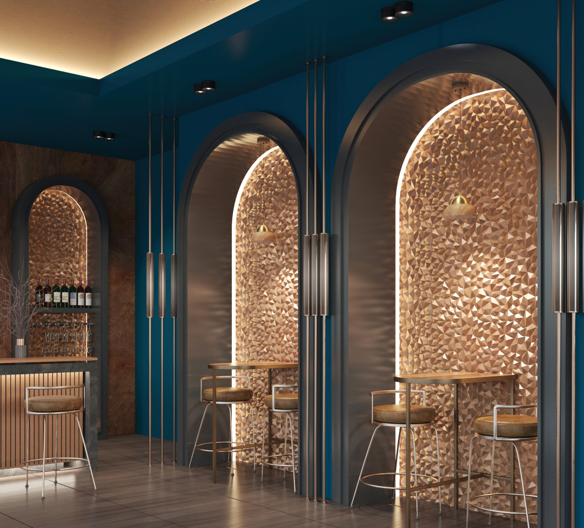 Стеновая панель 3D под покраску Bello Deco СП 15 500×500×22 фото в интерьере